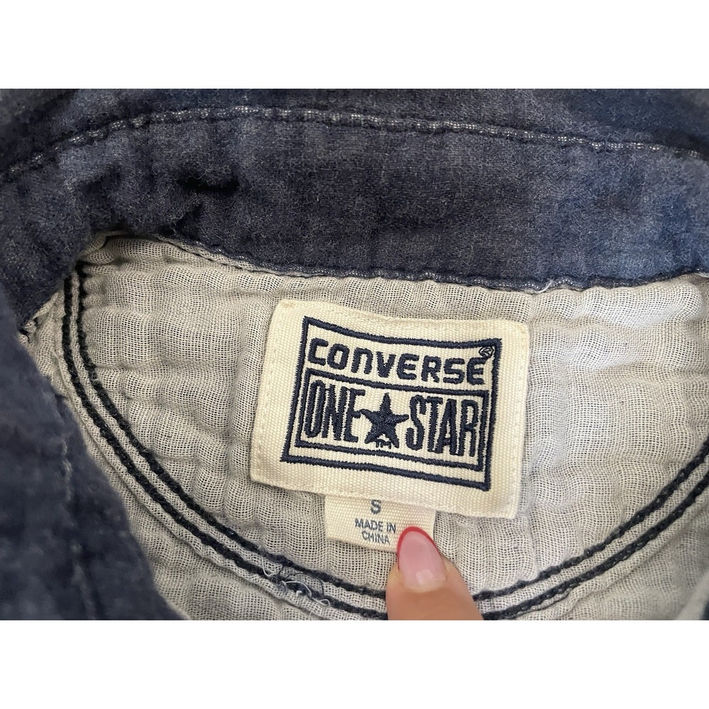 Converse One Star Men's Sz S Small Navy Blue Long Sleeve 100% Cotton - Picture 3 of 8